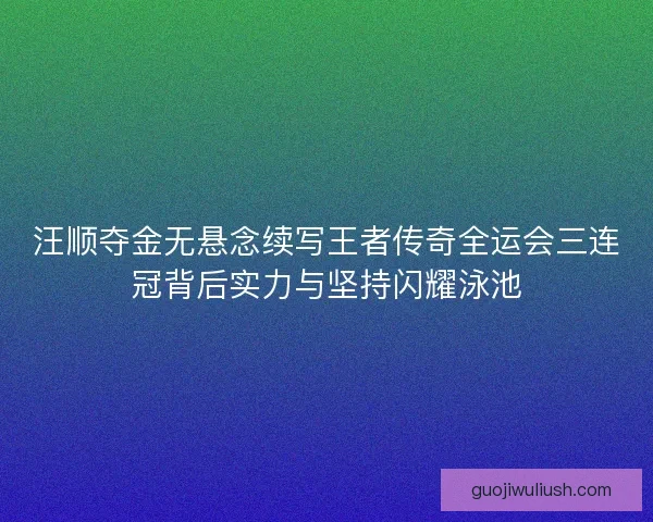 汪顺夺金无悬念续写王者传奇全运会三连冠背后实力与坚持闪耀泳池